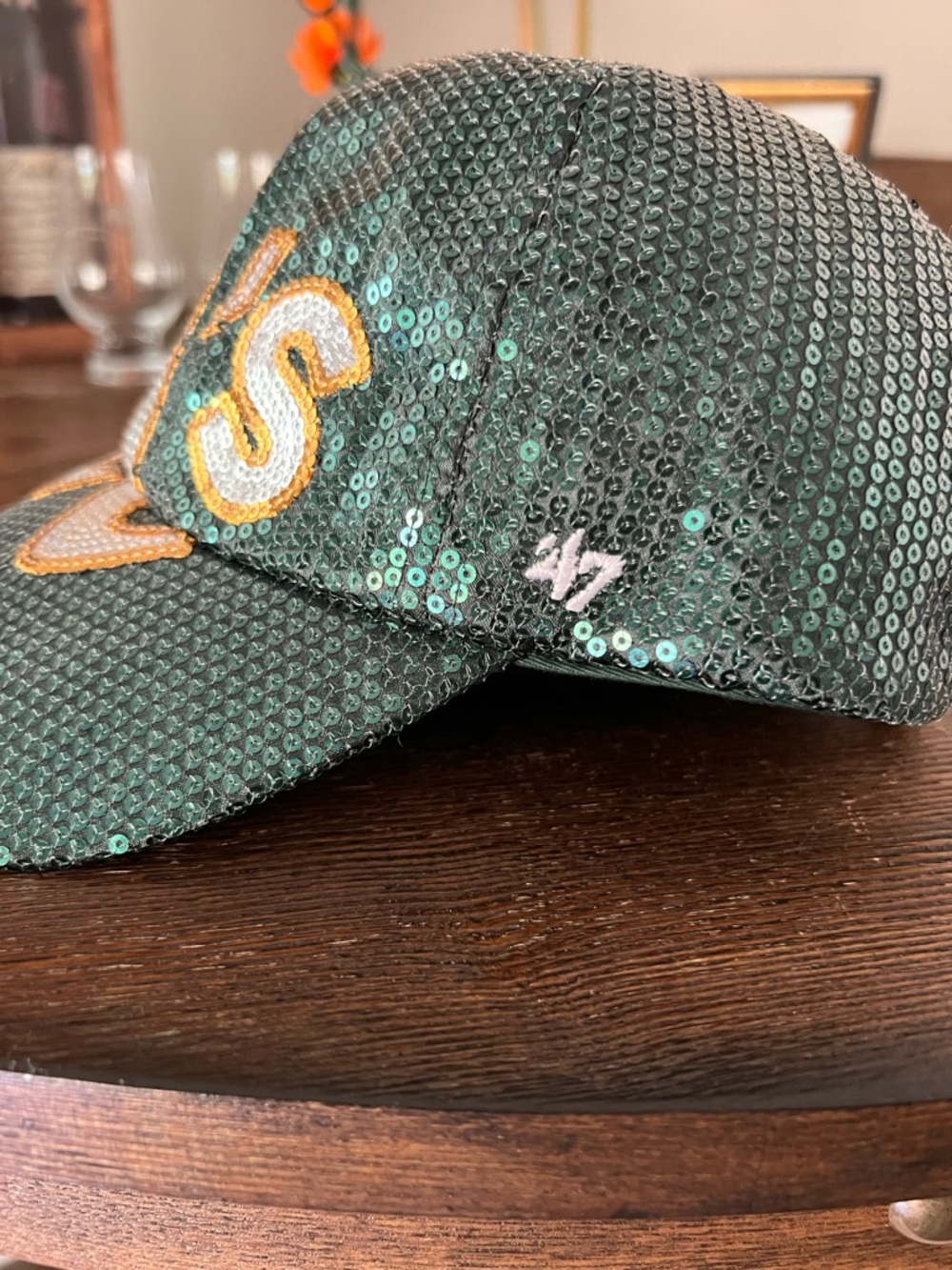 Oakland A's Sequin Baseball Cap - Green - Picture 3 of 6